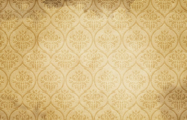 istock Old beige grunge paper texture with old-fashioned ornament. 2213430211