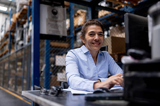 istock Business manager working at a distribution warehouse 2213436356