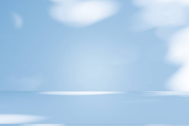 istock Studio style background wall decoration presentation uses white and blue tones. with shadows cast from a nearby window, concept creating a decorative 2213438004