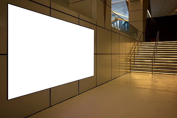 istock Empty billboards by the stairs in modern indoor spaces 2213438681