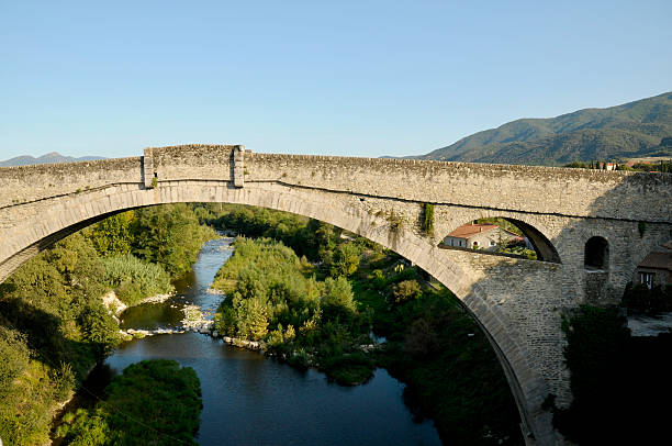 Pont Du Diable or Devils Bridge is a medieval stone arch bridge at Céret, built between 1321 and 1341. It spans the Tech River with a single arch of 45.45 metres. Photos taken with a pro Nikon D300