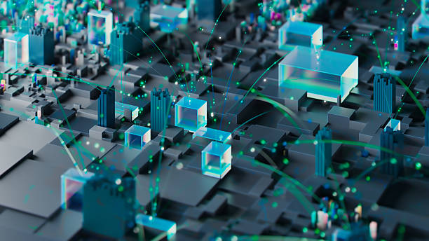 istock Modern Abstract Digital City Representation with Bright Connections and Structures 2213447333