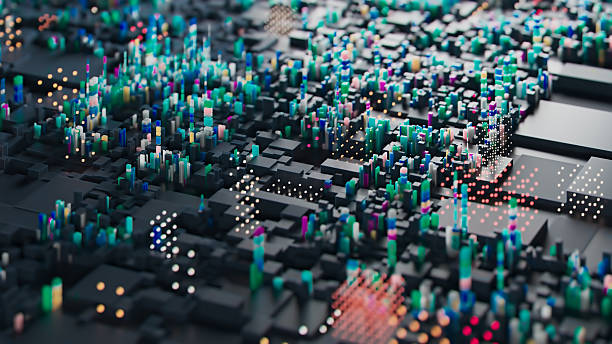 istock Abstract Representation of A Digital Cityscape with Vibrant Colors and Patterns 2213447335