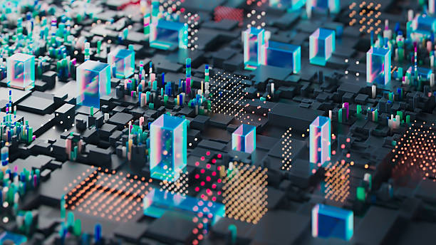 Modern Abstract Digital City Representation with Bright Connections and Structures