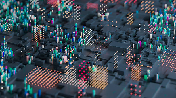 istock Abstract Representation of A Digital Cityscape with Vibrant Colors and Patterns 2213447338