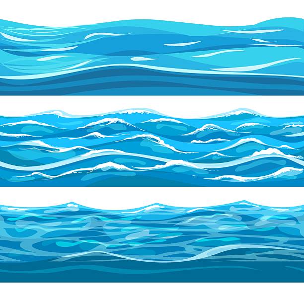 Water layer horizontal seamless patterns Water layer horizontal seamless patterns. Waters surface backgrounds set isolated vector illustration tide stock illustrations