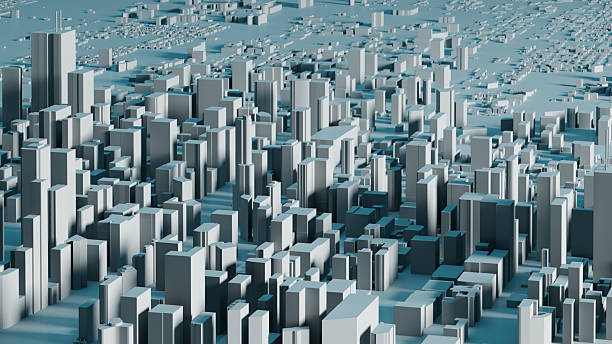 istock Abstract Urban Cityscape in Monochrome with Geometric Structures 2213451398