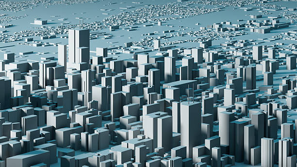 istock Abstract Urban Cityscape in Monochrome with Geometric Structures 2213451399