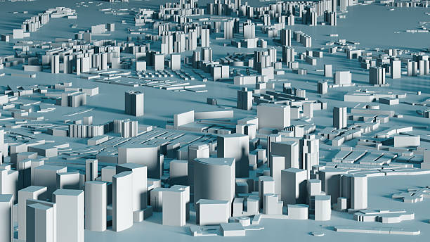 istock Abstract Urban Cityscape in Monochrome with Geometric Structures 2213451400