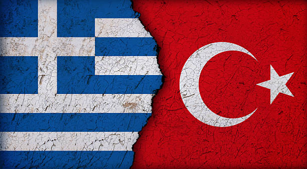 istock Turkey and Greece conflict with flag 2213457631