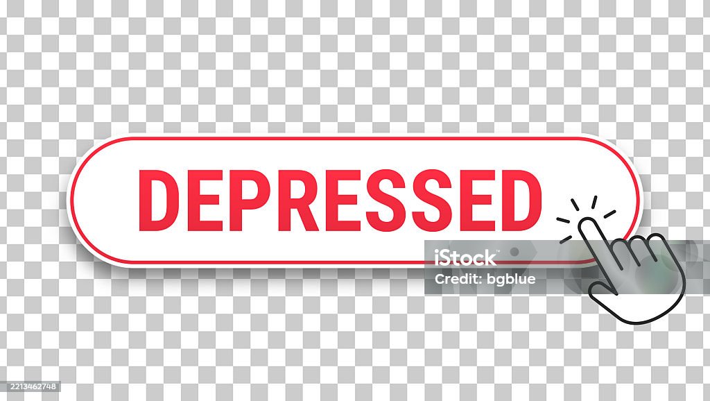 Nervous Button Click Depressed 3d Click Web Button With Hand Cursor On Blank Background ...
