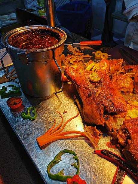 fresh roasted ducks as delicious gourmet food
