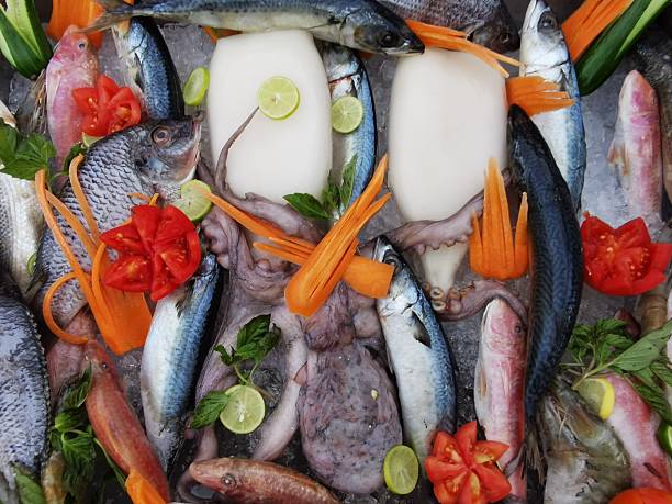 fishes and other animals from  the red sea from fish market