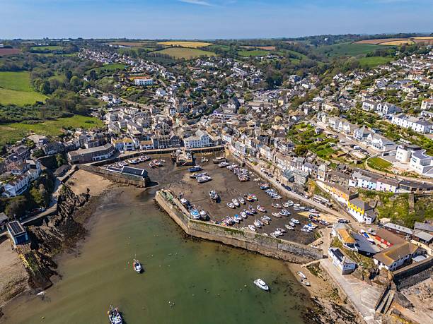 istock Aerial view of a charming coastal town in Cornwall. 2213468672