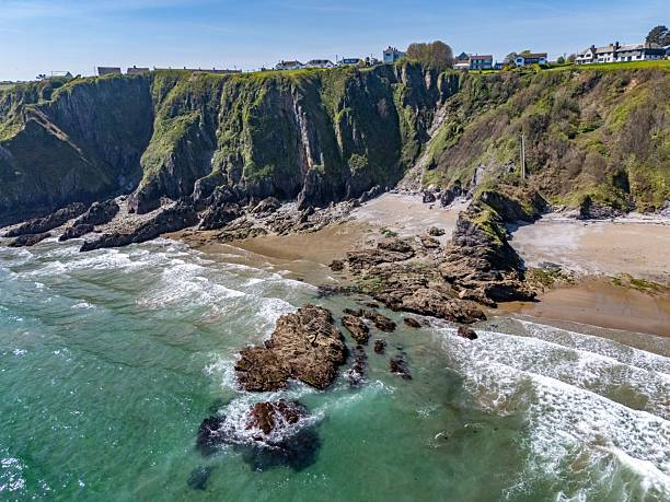 istock Aerial view of rocky coastline and cliffs. 2213468679
