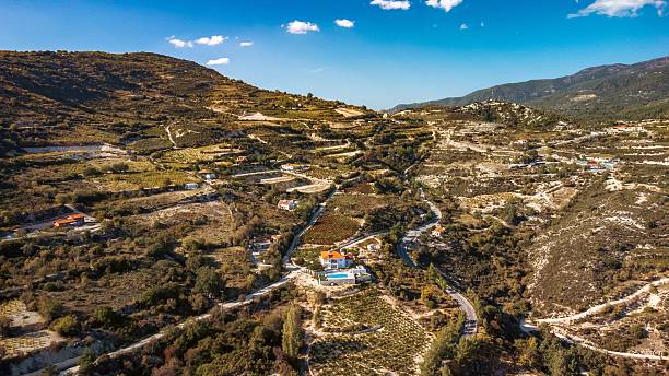 istock Aerial view of terraced fields and roads 2213468814