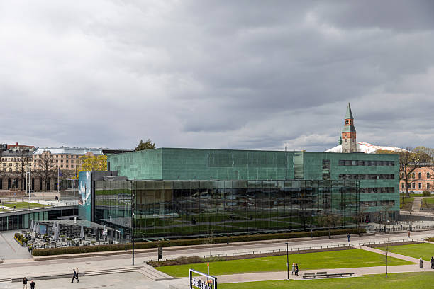 helsinki, finland - June 30, 2014: People are at contemporary national library of helsinki finland