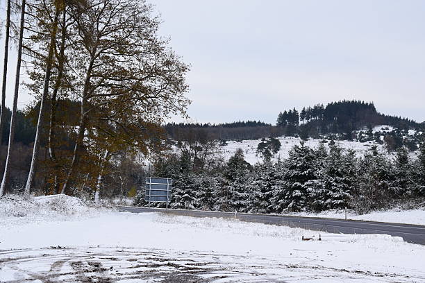 istock parking and road in the Eifel mountains with snow 2213476419