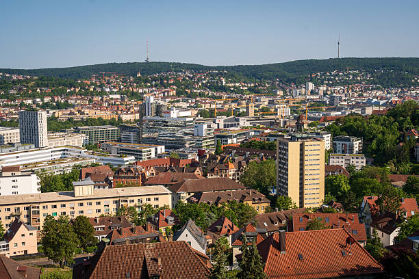 The City views of Stuttgart from a high Overlook, Stuttgart, Germany