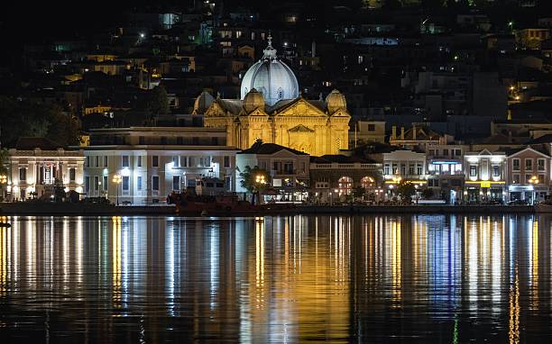 istock Church and Waterfront Reflections in Mytilene 2213479897