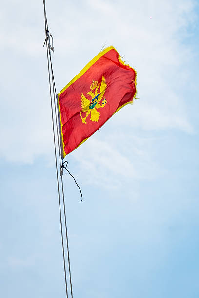 istock Flag of Montenegro on blue sky background. 2213481459