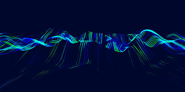 istock Abstract background with dynamic colorful wave. Futuristic dotted wave of bright particles. Dark background. Colorful background for presentation design. Wide format vector illustration. Interweaving effect. 2213483731