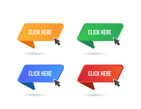 Click Button Input Click Here Web Buttons With Hand Cursor Set Of Action Button With Arrow ...