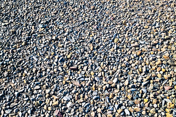 Abstract Series : Decorative gravel floor in the garden. Little pebbles yard in the park. Natural pebbles texture background. Smooth round pebbles for garden decoration.