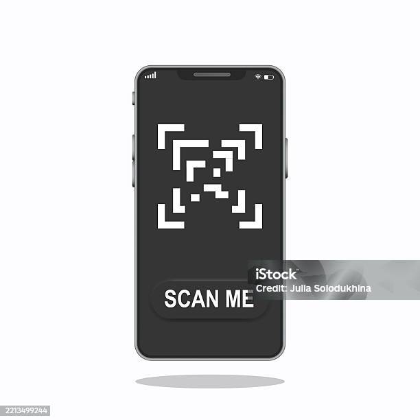 Smartphone Qr Code Screen With Scan Me Template For App Landing Pages ...