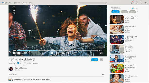 Screen Replacement with Video Sharing Platform User Interface with a Group of Young People Lighting Fireworks and Riding in Shopping Mall Carts, Having Fun, Enjoying Life, Spending Time Together