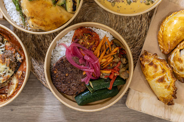 istock Vegan bowl with rice, grilled vegetables and plant-based patty 2213507049