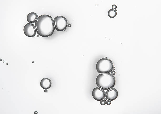 Serum bubbles, massage oils top view, beauty background