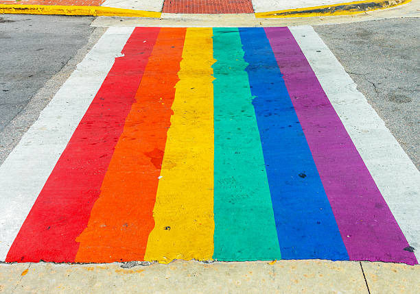 istock Rainbow flag pedestrian crossing in Key West, FLorida 2213513203