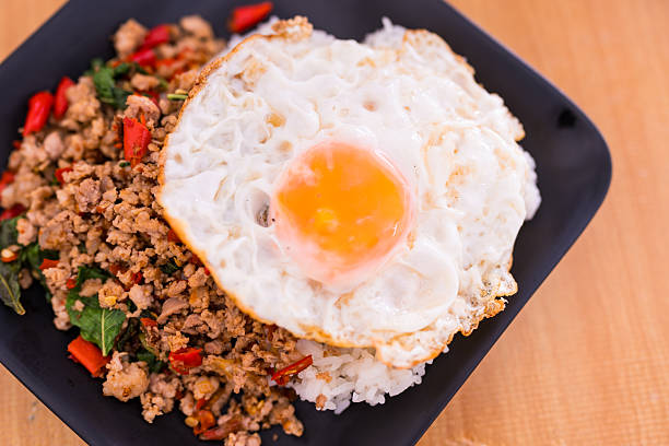 istock Stir fried minced pork holy basil and egg 2213521858