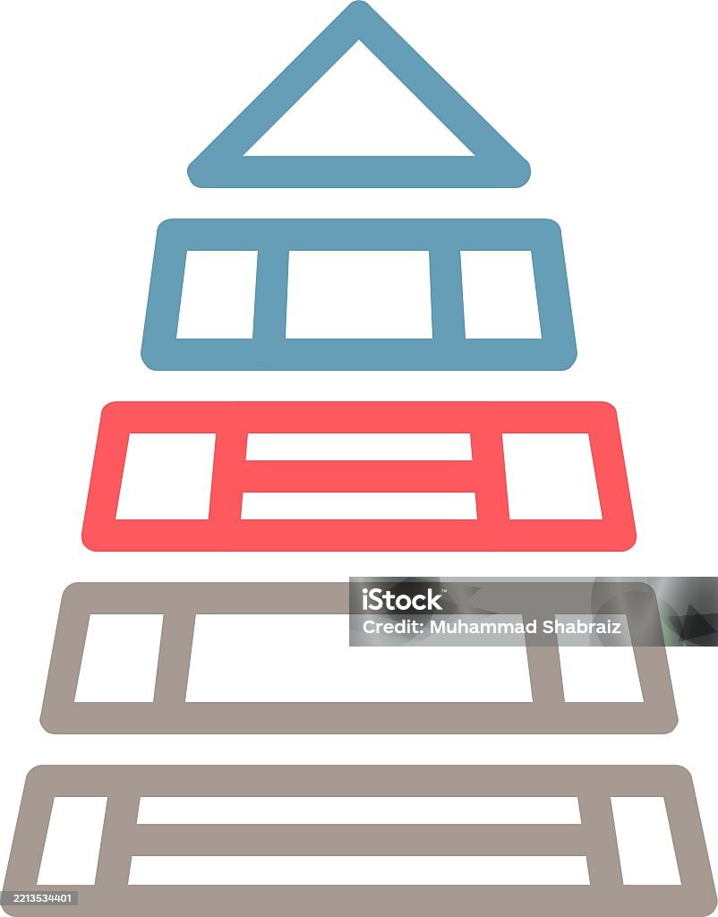 Pyramid Graph No Color Pyramid Chart Line Multi Color Stock Illustration - Download Image Now ...