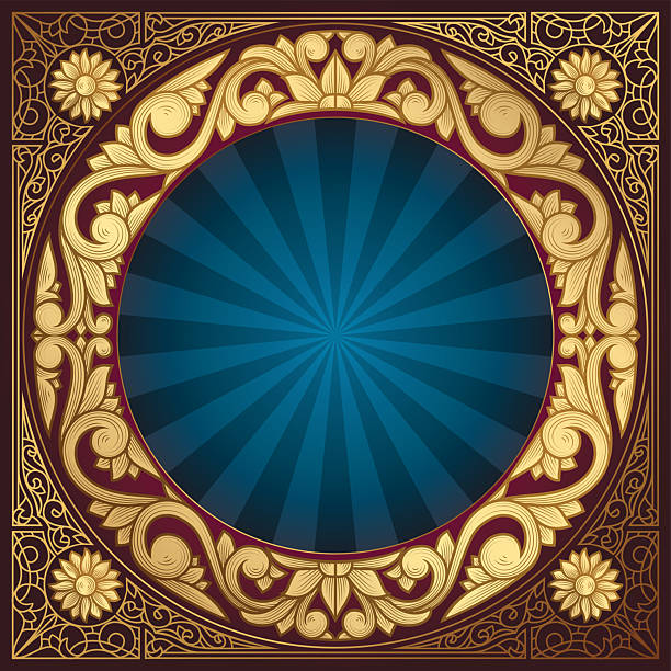 istock Golden ornate floral decorative vintage blank card 2213545140