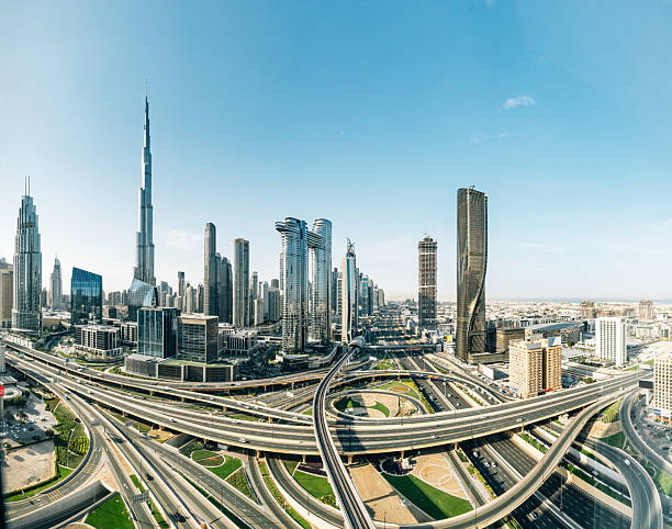 istock Dubai skyline featuring Burj Khalifa and highway interchanges during daytime 2213552727