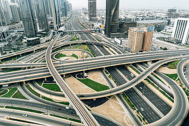 istock Complex highway interchange weaving through Dubai's urban landscape 2213552744
