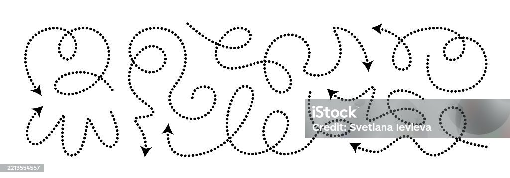 Bumpy Line Arrow Squiggly Dotted Arrow Vector Dashed Curved Line Arow Set Rise And Fall ...