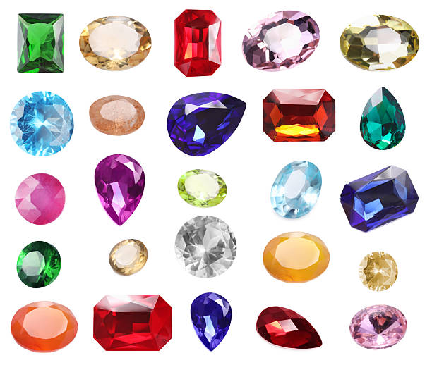 istock Many different shiny gemstones on white background, set 2213555215