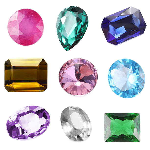 istock Many different shiny gemstones on white background, set 2213555246