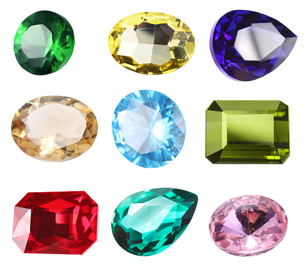 istock Many different shiny gemstones on white background, set 2213555250