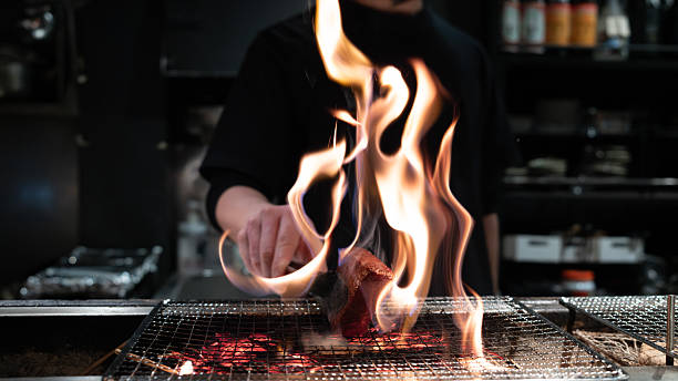 istock deep grilled the japanese Wagyu in kitchen at Japan 2213556544
