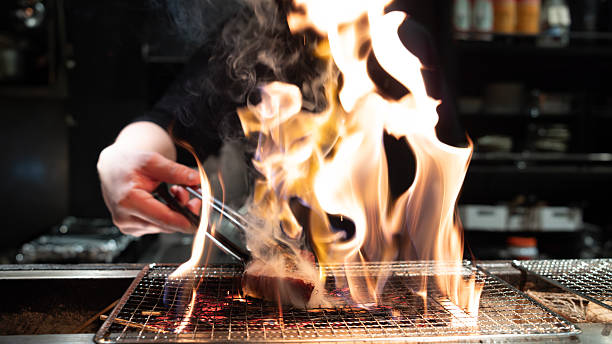 istock deep grilled the japanese Wagyu in kitchen at Japan 2213556545