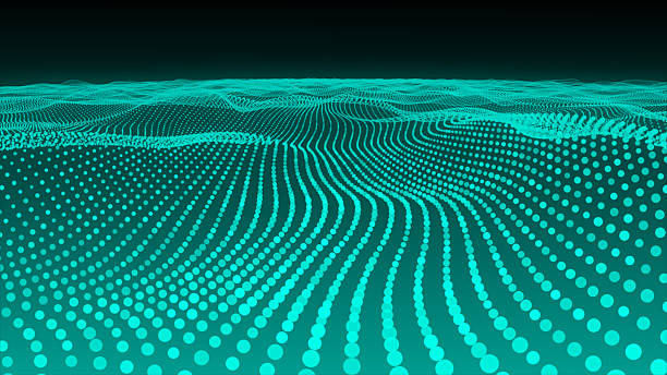 istock Cyan particle mesh wave Cyber technology background , Seamless animation of mesh wave particles background 2213564142