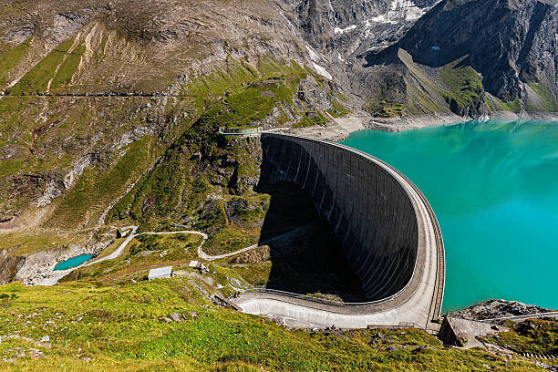 istock Aerial view of empty Stausee Mooserboden Dam, Kaprun, Austria 2213565867