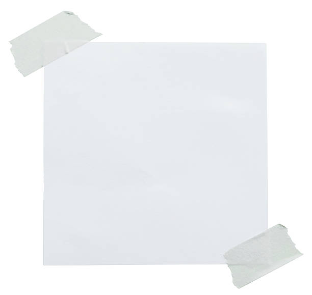 istock Empty note paper mockup. Message reminder card template isolated on transparent background. White paper texture. Grunge ripped adhesive washi tape. Business office stationery object 2213566467