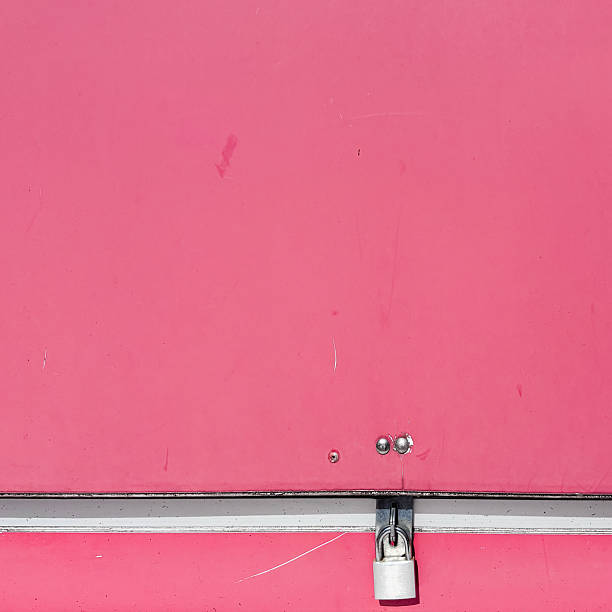close-up of a mysterious locked pink box