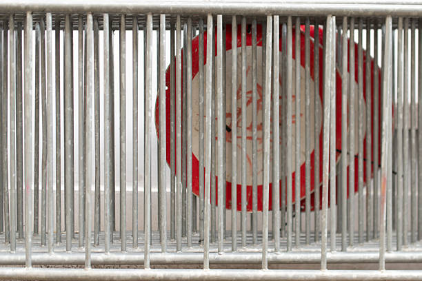 A close-up of the sports field fence