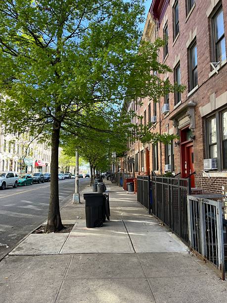 istock Sidewalk view down Brooklyn city street 2213580415
